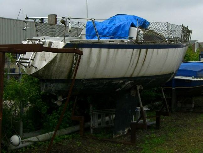 Jaho 1 op de wal bij het eerste onderzoek, mei 2005